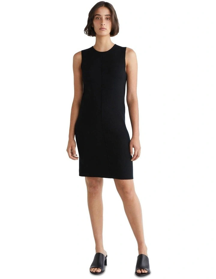 Extra Fine Wool Shift Dress in Black