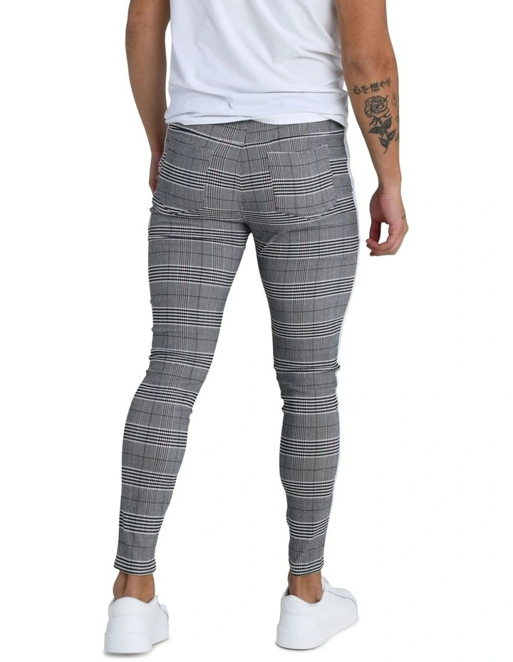 Essex Classic Striped Checkered Pant in Grey