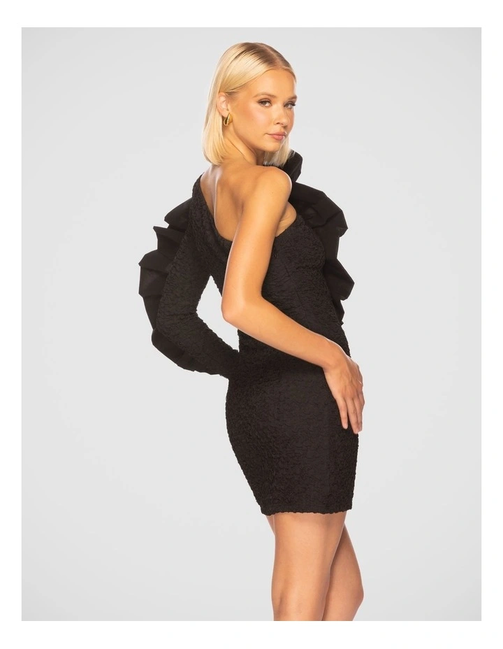 Zaria One Shoulder Mini Dress in Black