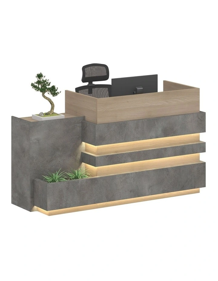 Keran Reception Desk 1.8M Left Panel Acacia & Carbon Grey Colour