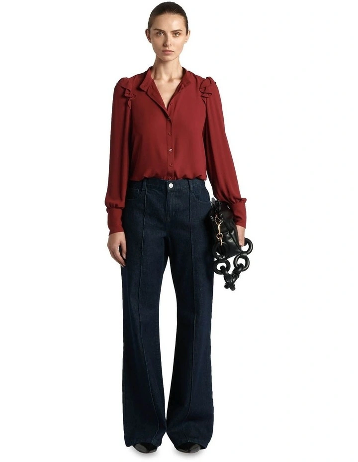 Recycled Georgette Blouse in Garnet