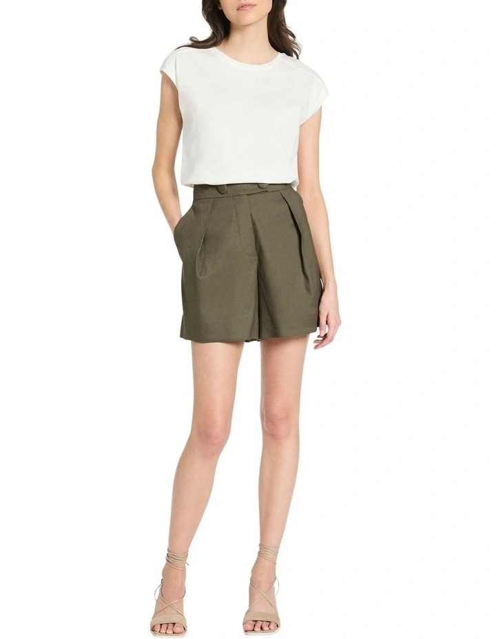 Reyna Pleat Shorts in Cactus