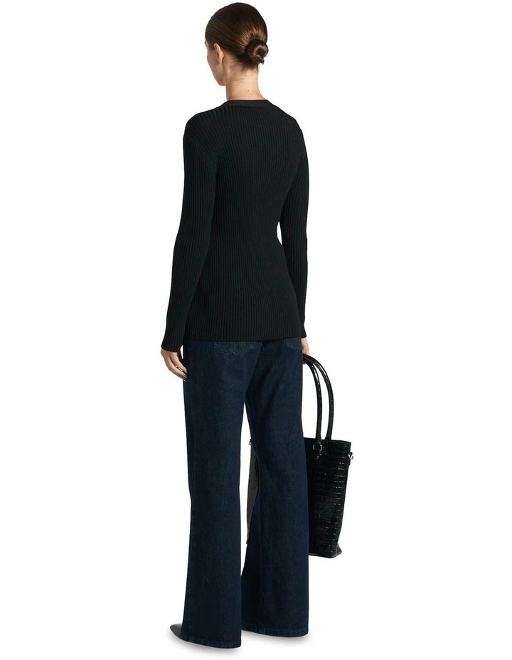 Sculptured Rib Cardigan in Black