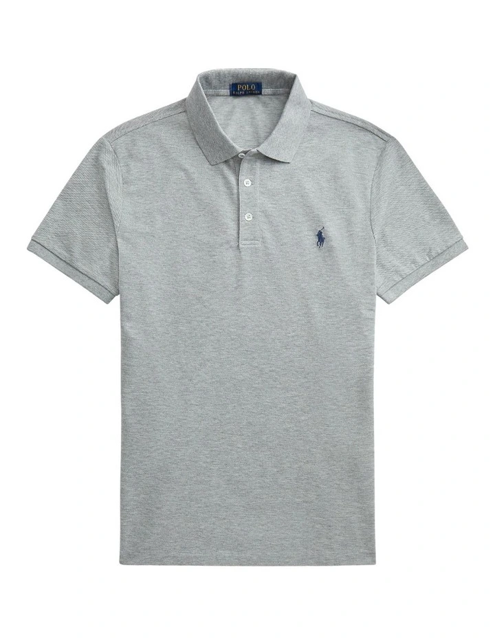 Custom Slim Fit Stretch Mesh Polo Shirt in Grey
