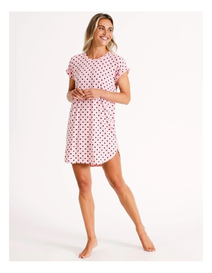 PVE Cuff Nightie in Pink Spot