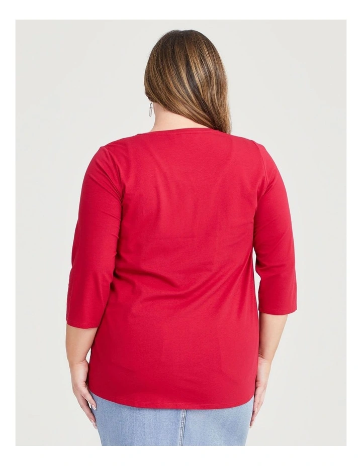 Australian Cotton 3/4 Tee in Persian Red