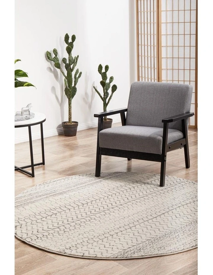Chrome Harper Silver Round Rug