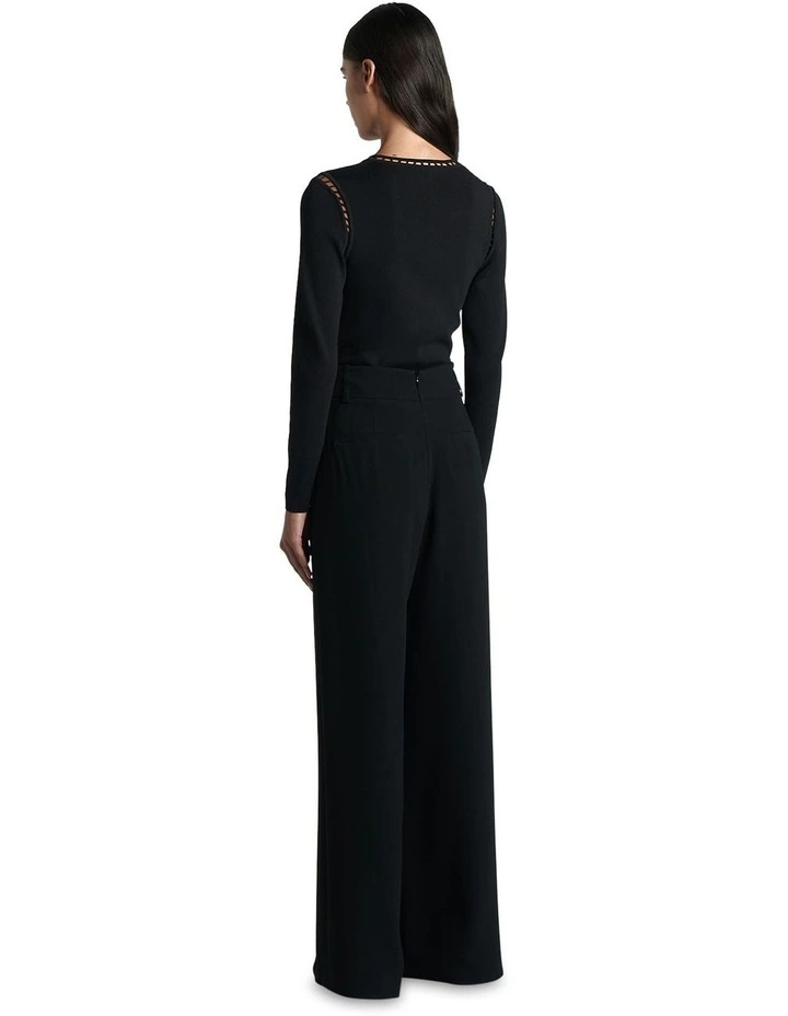 Ladder Trim Knit Top in Black