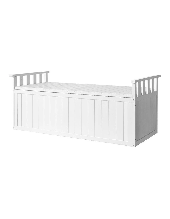 Outdoor Wooden Storage Bench 129cm XL in White