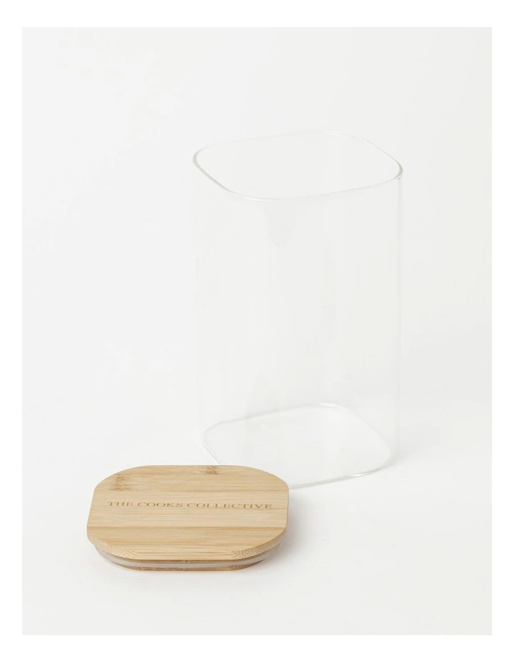 Square Storage Canister with Lid 1600ml in Bamboo/Glass