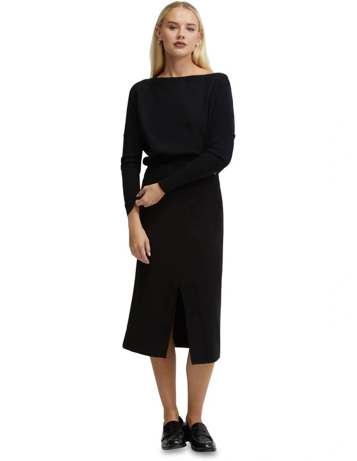 Sandy Cashmere Bleboatneck Knit Top in Black