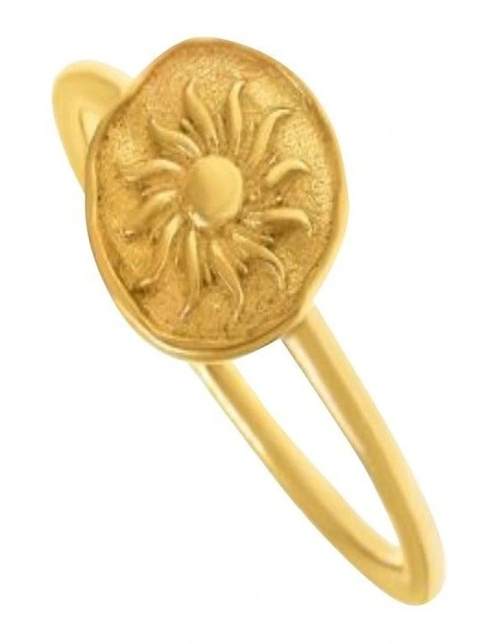 Funky Metal Symbolic Sun Ring in Gold
