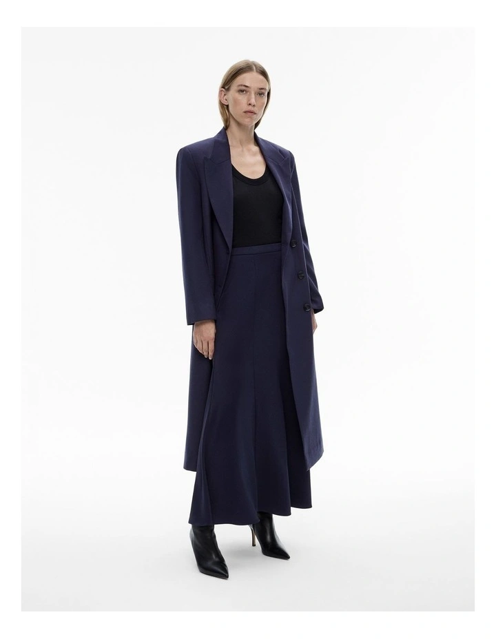 Maxi Godet Skirt in Midnight