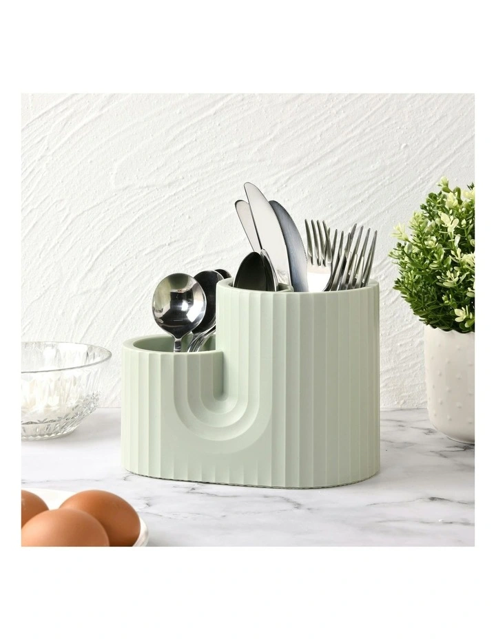 Modern Cactus Utensil Organiser 21.3x13.5x15cm in Sage