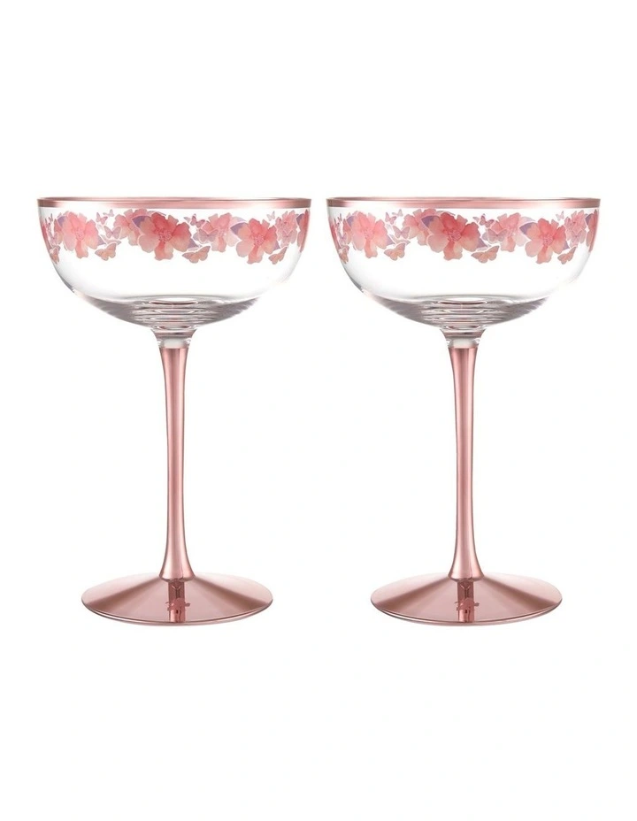 Camilla Coupe Glass 280ml Set of 2 Gift Boxed in Rose Gold