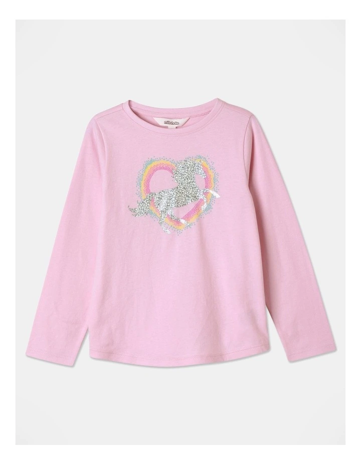 Essential Unicorn Heart Long Sleeve Tee in Pink