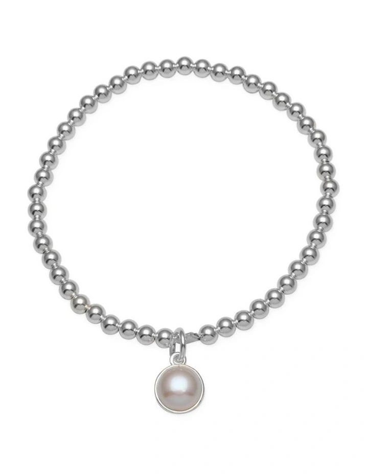 Stretchy Bracelet with Pearl in Silver