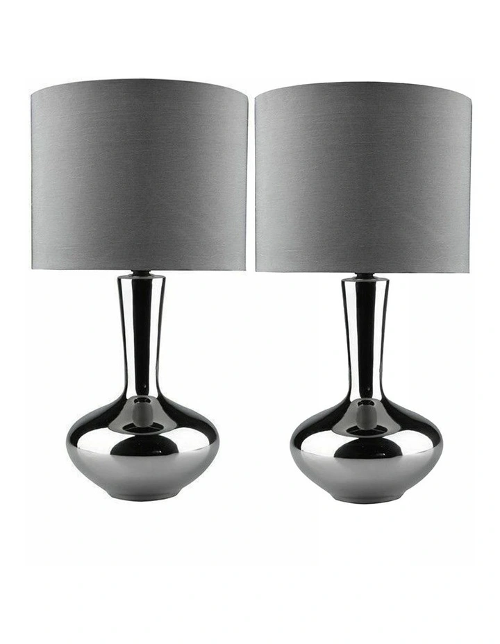 Istanbul Beside Table Lamp Set of 2 in Polished Charcoal