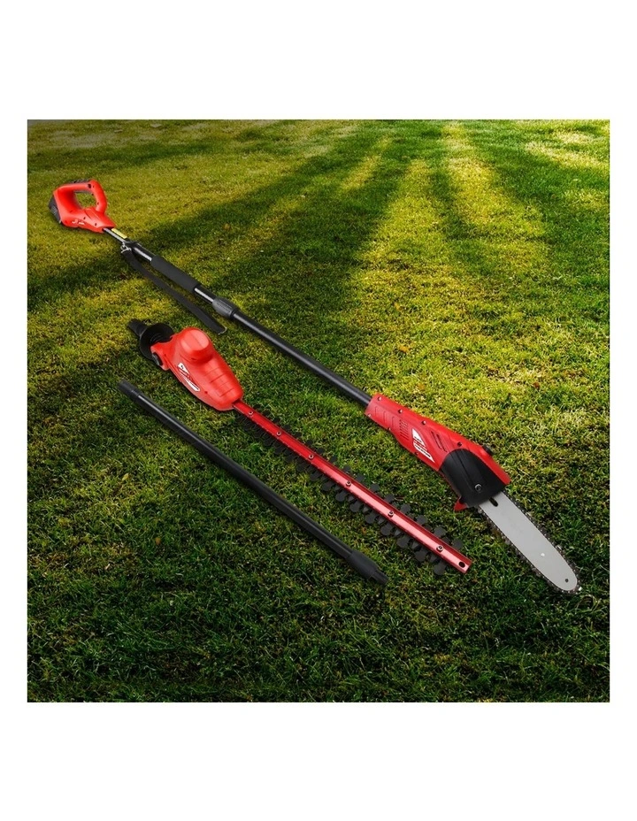 20V Lithium Battery Pole Chainsaw Hedge Trimmer in Red