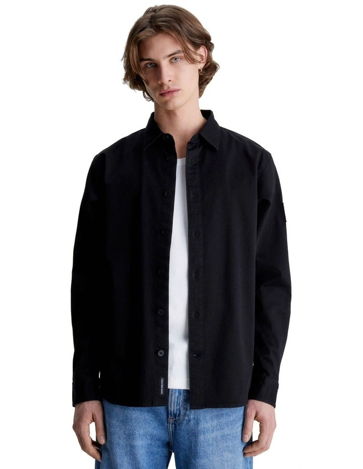 Monologo Badge Relaxed Shirt in Black