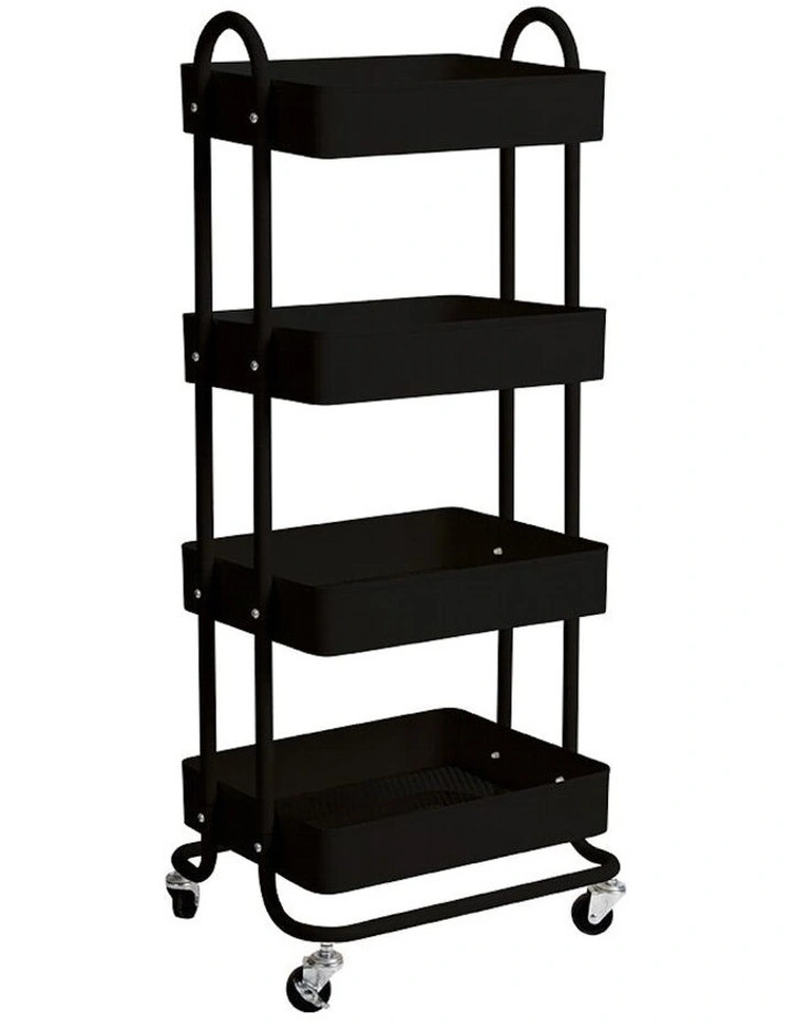 4 Tiers Kitchen Storage Trolley in Black