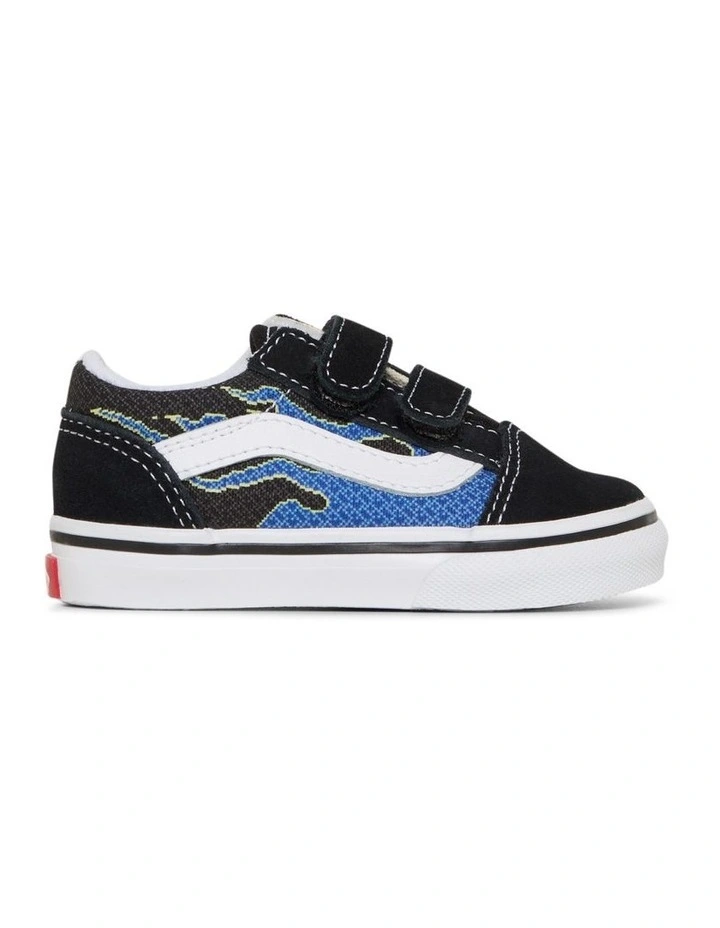 Old Skool V Pixel Flame Infant Sneakers in Black