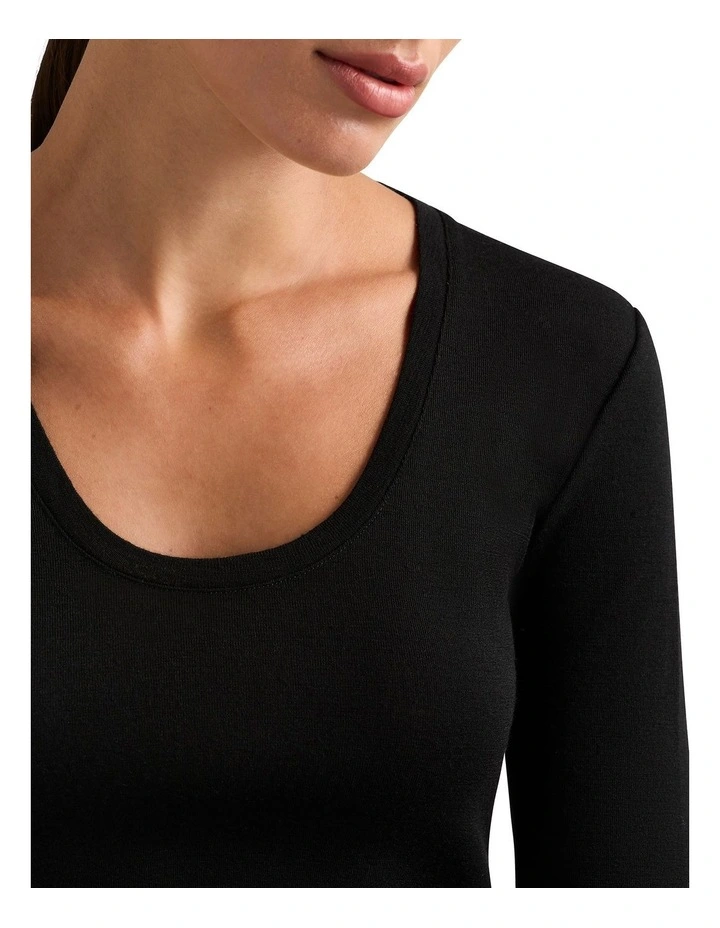 Marslie Long Sleeve Babywool Top in Black