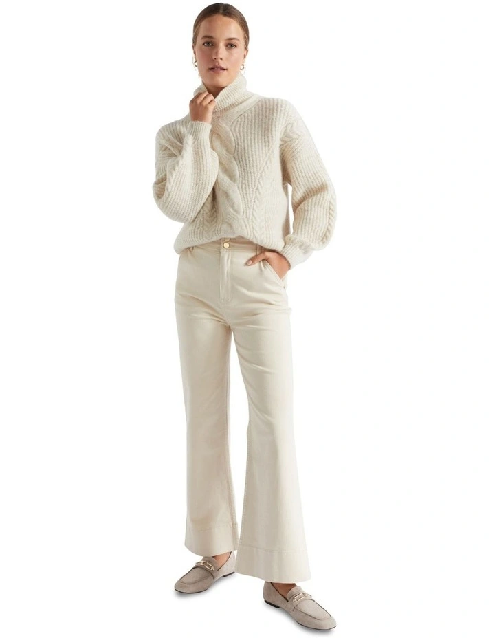 Waisted Wide Leg Jean in Vanilla Cream