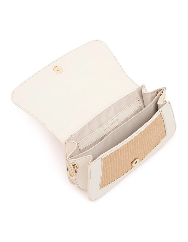 Fay Raffia Crossbody Bag in Ivory/Tan