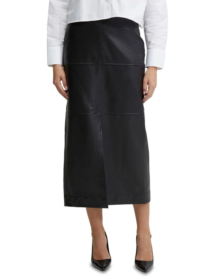 Anna Nappa Leather Pencil Skirt in Black