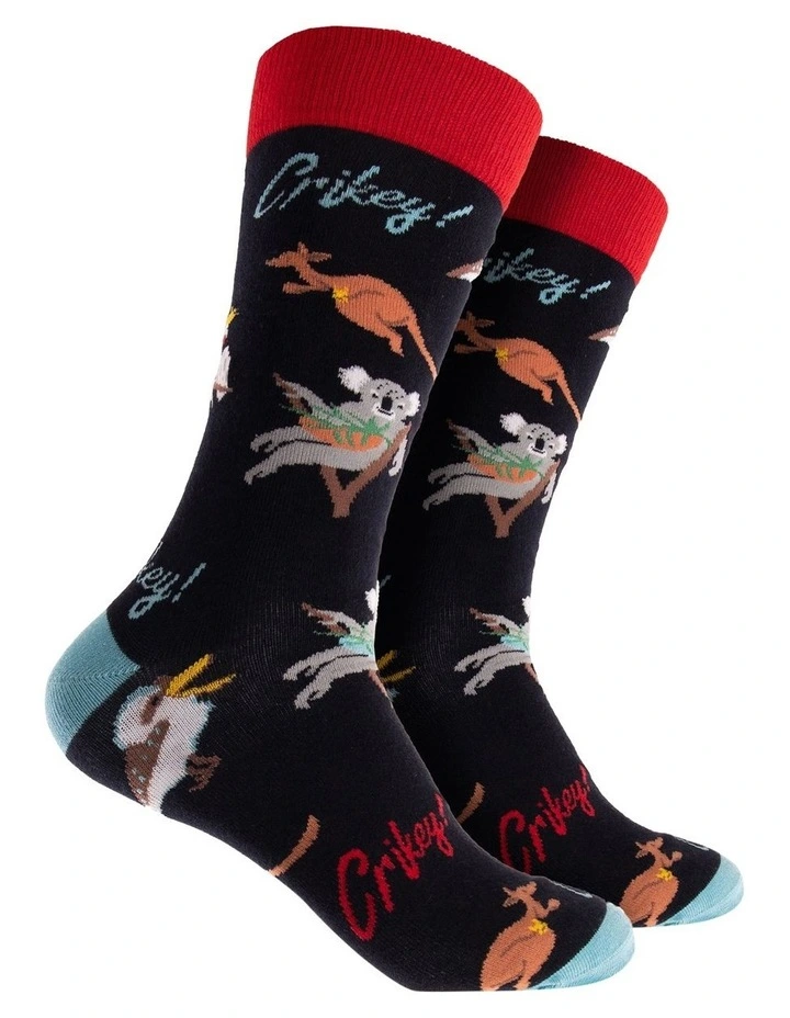 Greetings From Oz Crew Socks in Navy