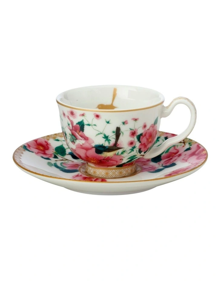 Silk Road Demi Cup & Saucer 85ml Set Of 2 Gift Boxed in White