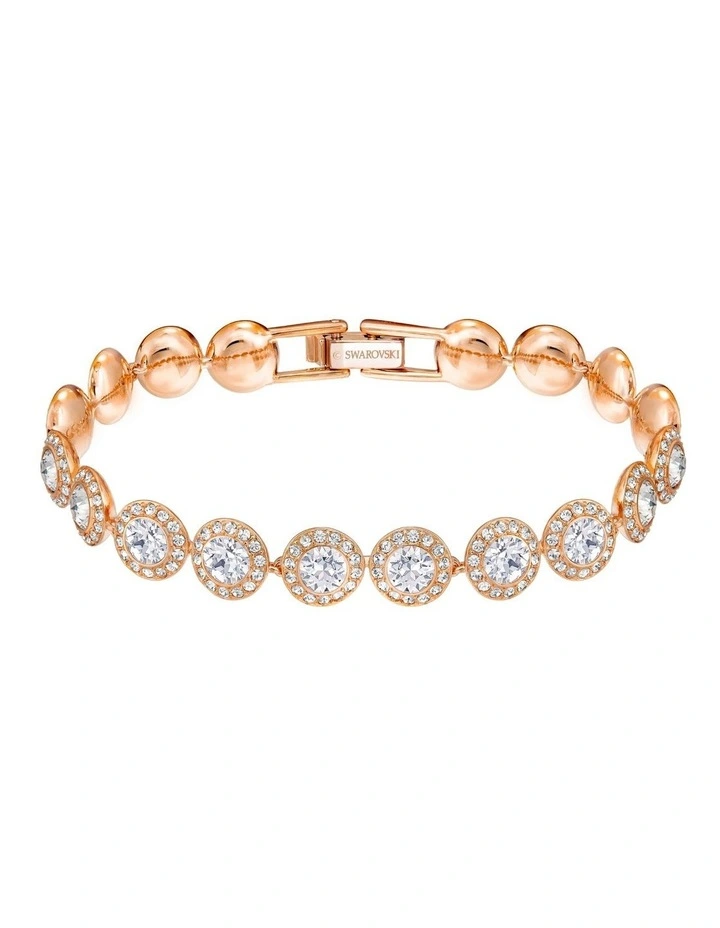 Angelic Bracelet Round Cut Pave Rose Gold-Tone Plated in White