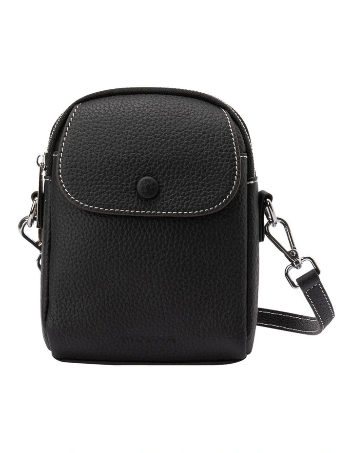 Miranda Leather Phone Crossbody Bag in Black
