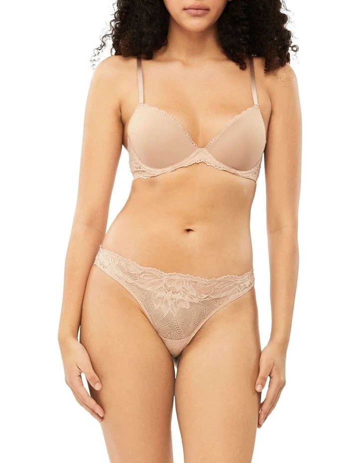 Seductive Comfort Lotus Floral Push-Up T-shirt Bra in Beige