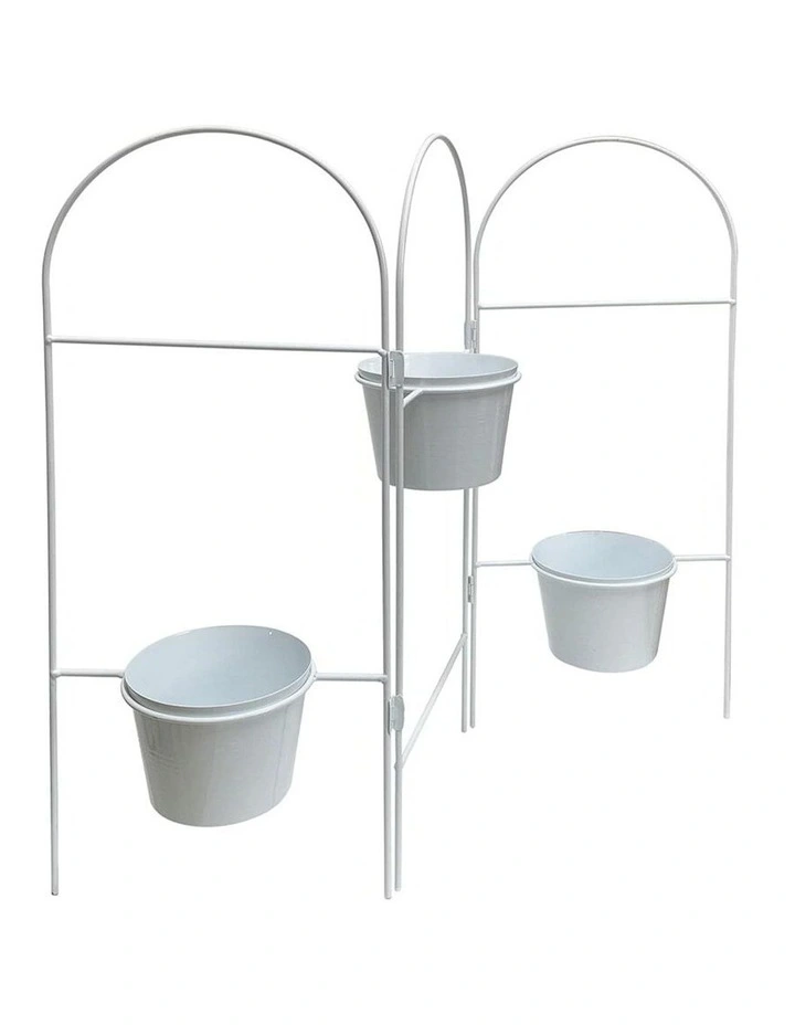 3-Tier Folding Pot Planter Stand in White
