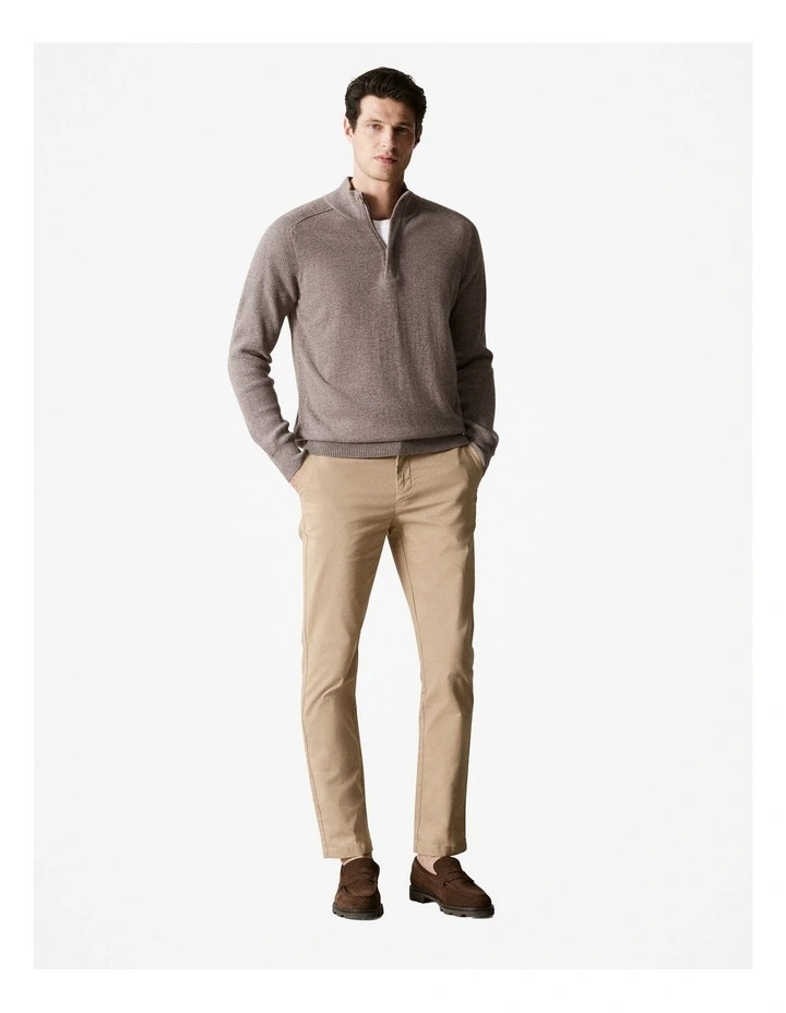 Merino Cashmere Half Zip in Oak