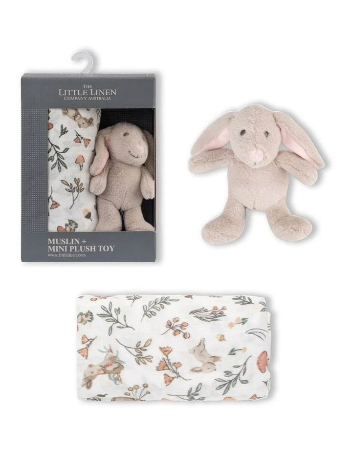 Harvest Bunny Mini Plush Toy And Muslin