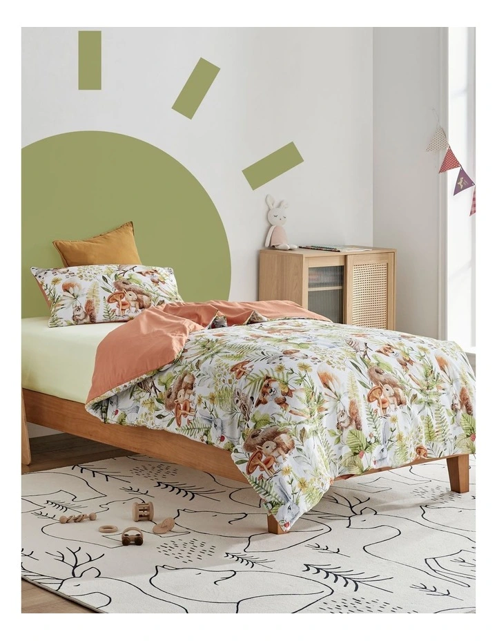 Furry Buddies Quilt Cover Set in White