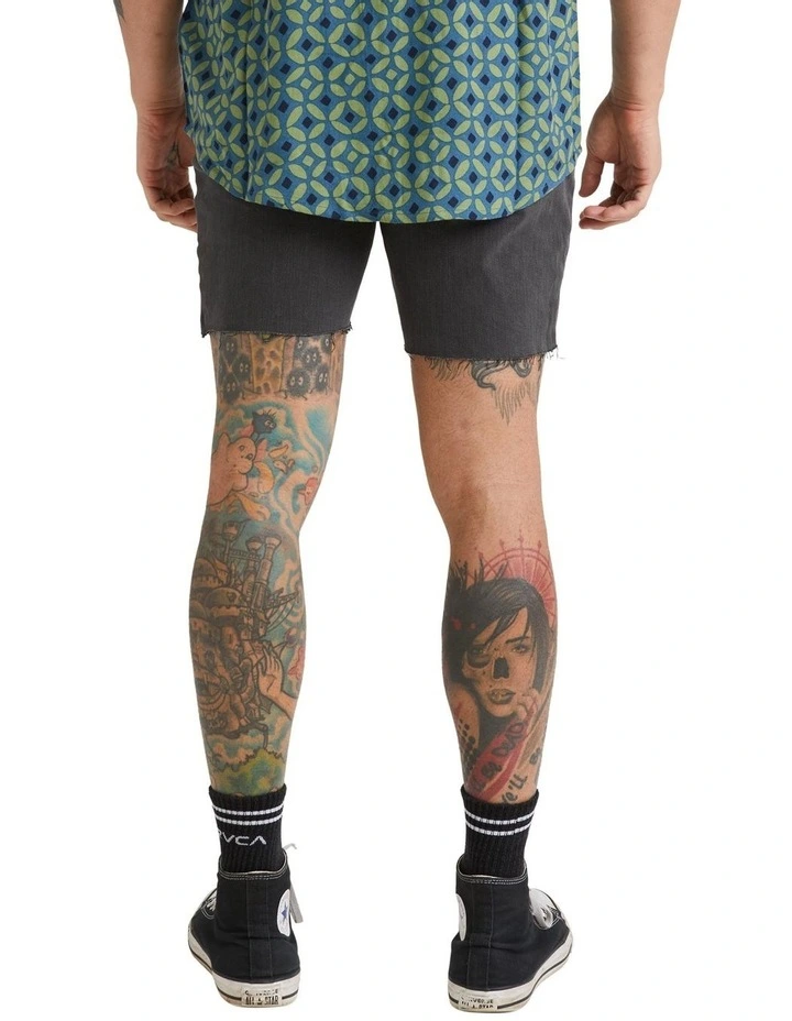 Frayed Denim Shorts in Black Fade