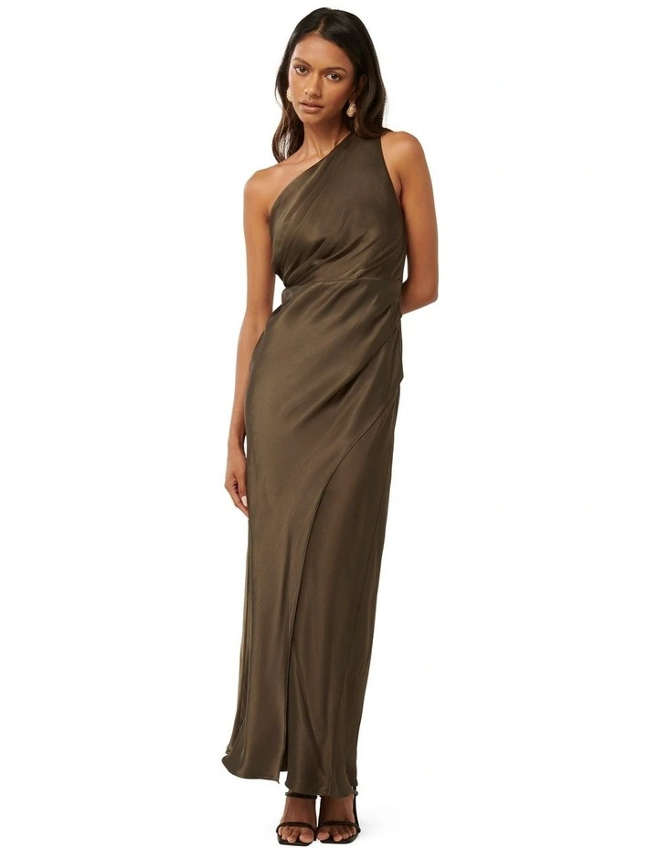 Emily One Shoulder Maxi Dress in Green