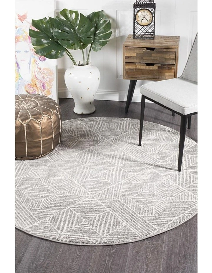 Oasis Kenza Contemporary Silver Round Rug