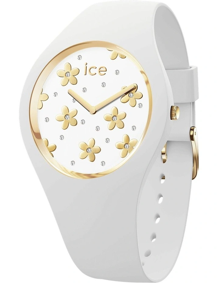 Ice Flower Precious Small White Silicone Quartz Watch