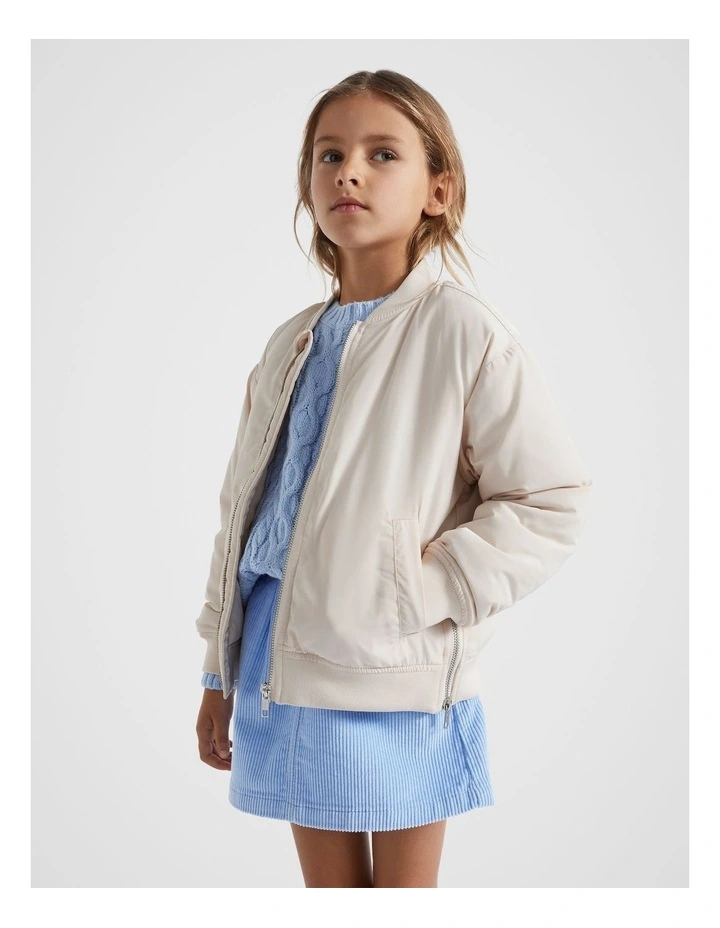 Relaxed Bomber Jacket in Cream