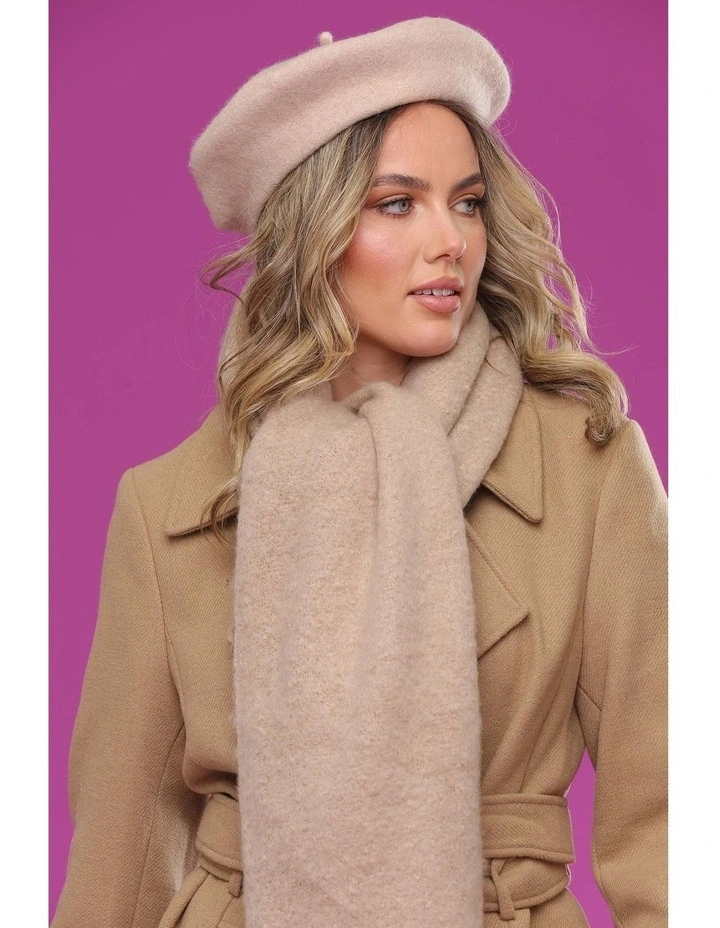 Lisa Wool Blend Beret in Camel