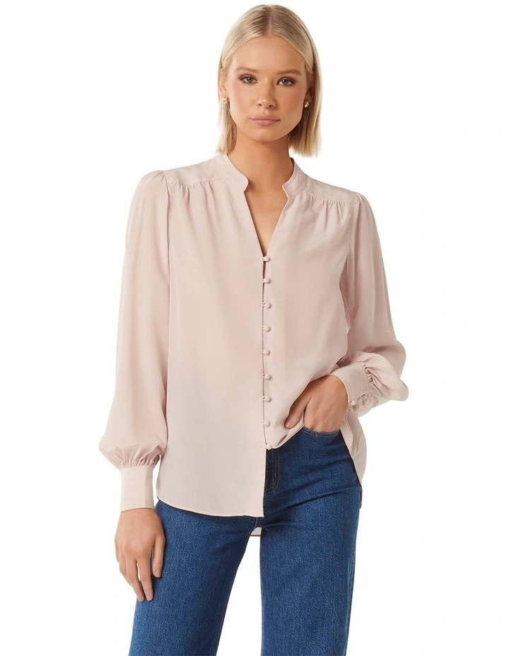 Premium Delia Blouse in Beige