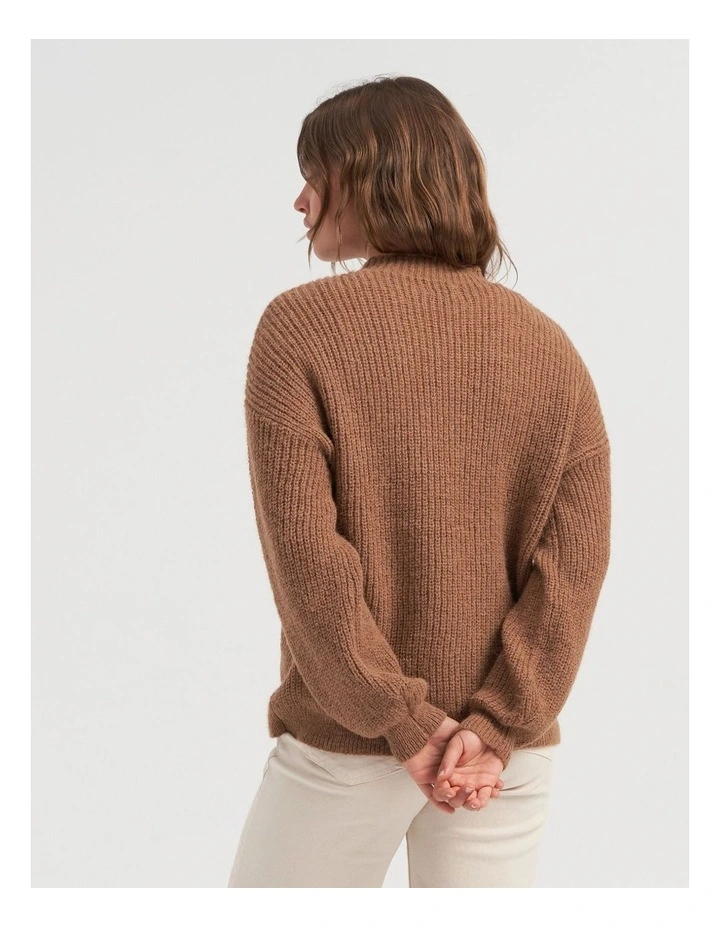 Alisa High Neck Knit Jumper in Brown