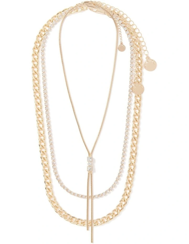 Signature Laurie Layered Tassel Stone Necklace in Gold