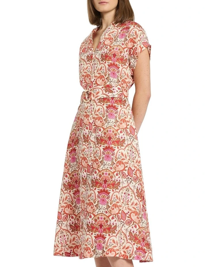 Andres Linen Dress in Persimmon Multi