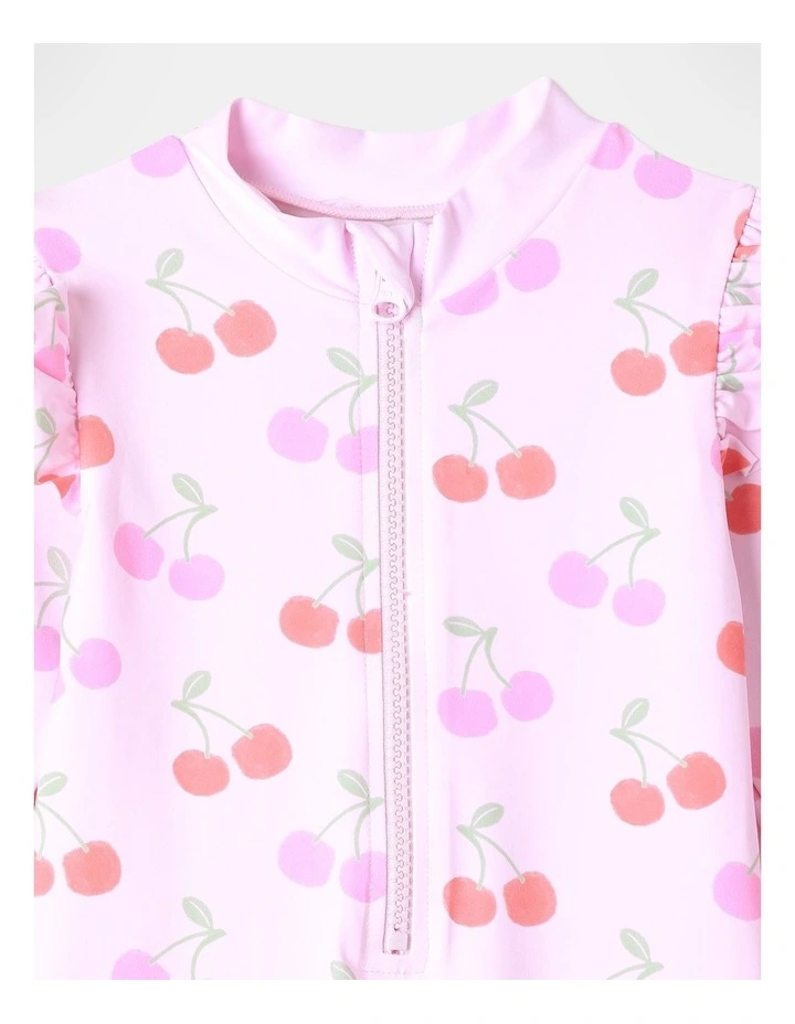 One Piece Front Zip Swimwear in Baby Pink